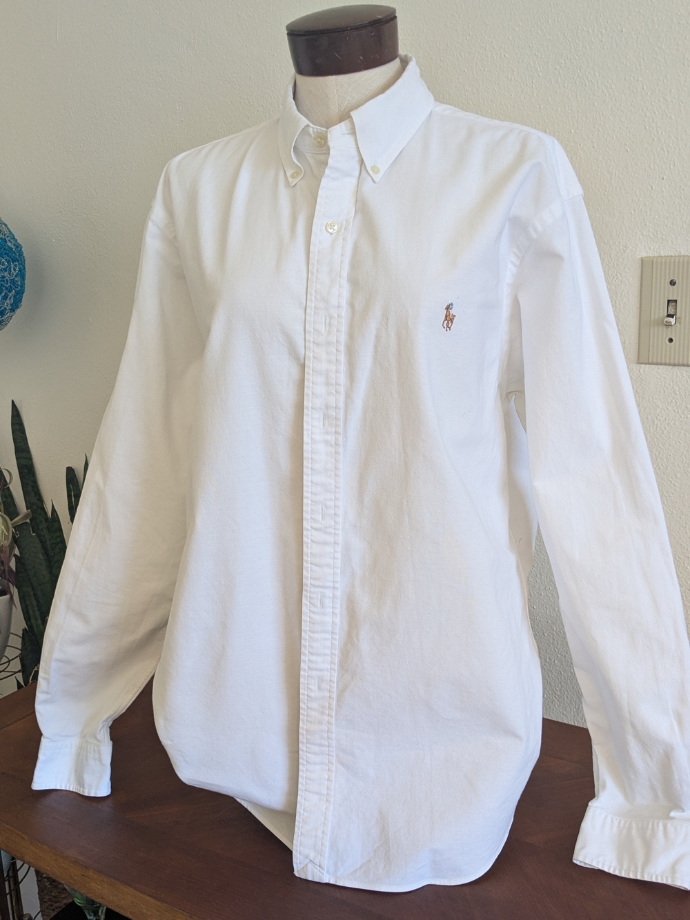 Ralph Lauren White Button-Down Shirt with Embroidered Pony